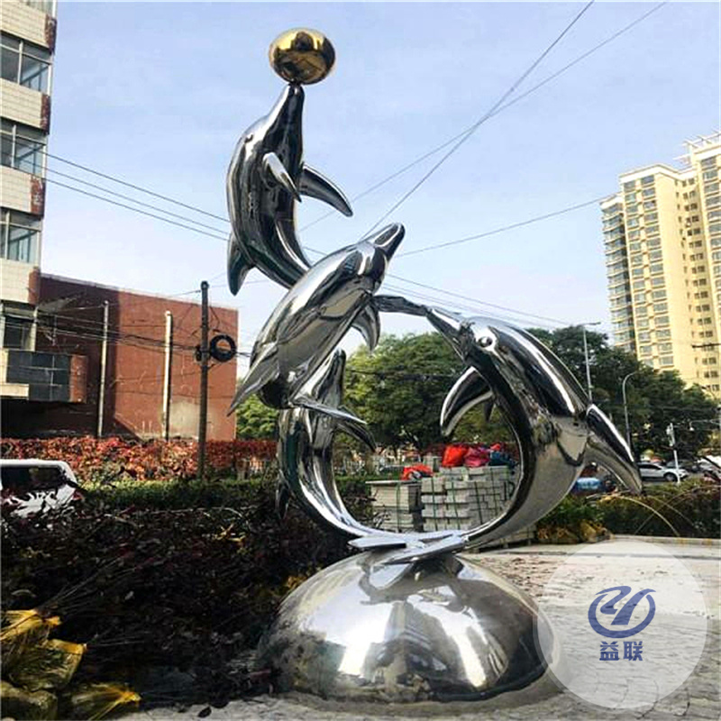 不銹鋼雕塑定制大型金屬異形水景觀卡通園林鏡面月亮校園浪花擺件
