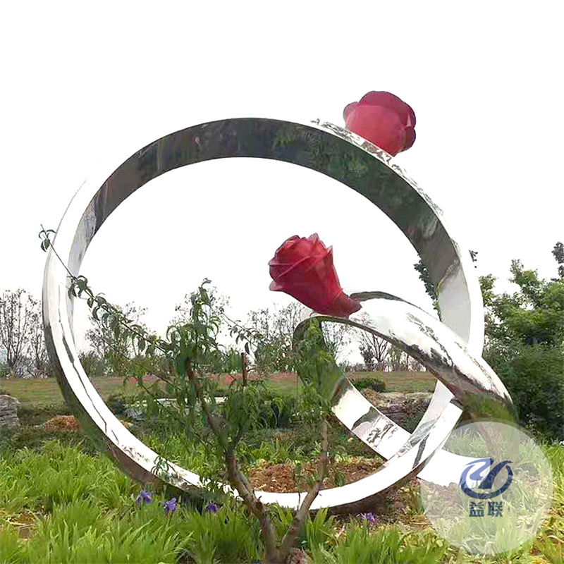 不銹鋼雕塑定制海豚浪花鏡面卡通人物假山金屬擺件戶外園林水景觀