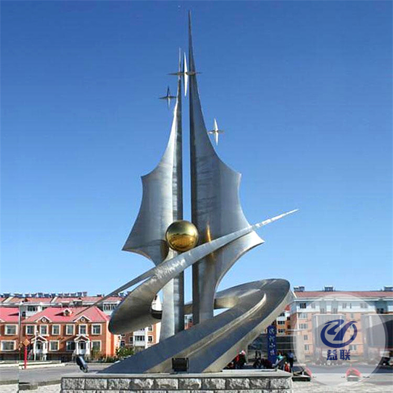 廣場(chǎng)戶外大型不銹鋼雕塑定制廠家園林水景觀鏡面鏤空抽象金屬小品